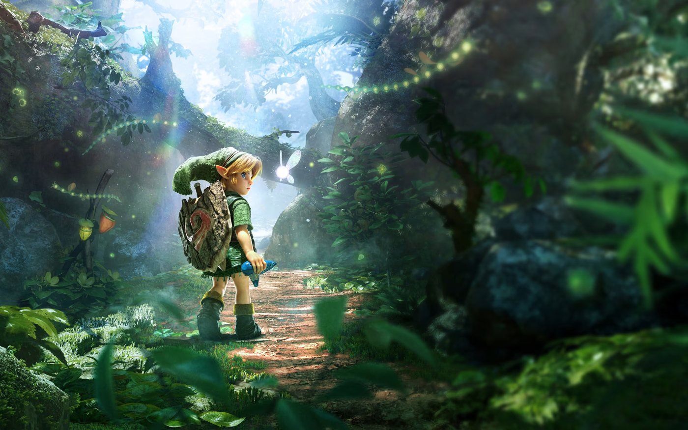 Imagen del videojuego "The Legend of Zelda: Ocarina of Time" con Link en un bosque.