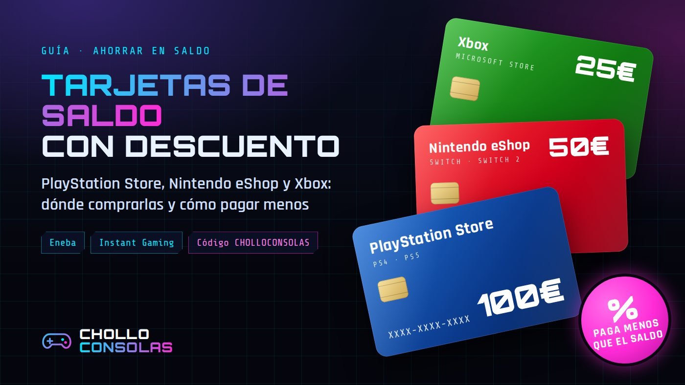 Tarjetas de saldo de PlayStation Store, Nintendo eShop y Xbox con descuento, de Chollo Consolas