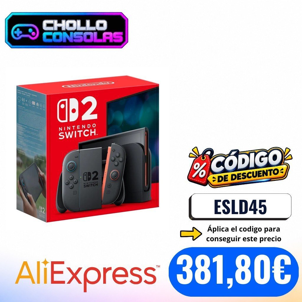Nintendo Switch 2 a 381,80 € con cupón en AliExpress